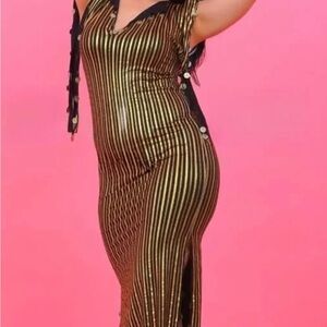 Gold and Black Striped Dress